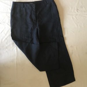 Black linen wide leg cropped pant